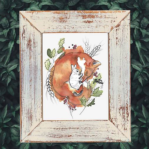  - Print z originálu ilustrácie Lišiak (A5) - 11349726_