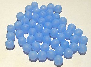 Korálky - Sklenené korálky 8mm, 10 ks (svetlo modré matné) - 11348696_