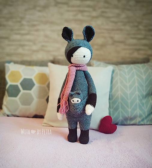 Hračky -  Kengurka  sivo-hnedá (Kengurka sivo-hnedá s ružovým šálikom) - 11353818_