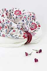 Šály a nákrčníky - Pôvabný dámsky kvetinový nákrčník z ľanu a bavlny "Blanca" - 11352369_