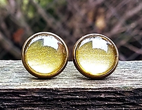 Náušnice - Starobronzové puzetové náušnice so zlatými kamienkami - 11352611_