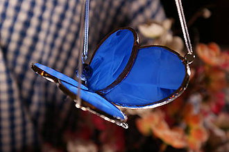 Dekorácie - Motýľ s modrým krídlom, tiffany (Motýľ tiffany v kráľovskej modrej) - 11354441_