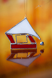 Dekorácie - Sklenený domček - tiffany dekorácia (Domček na Váš stromček, tifany) - 11354495_