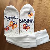 Maľované ponožky pre babku s nápisom: (Najlepšia babina - biele)