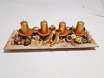 Dekorácie - zlato-medený adventný svietnik 49 cm ZĽAVA - 11360790_