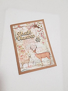 Papiernictvo - vianočná pohľadnica s jelenčekom - 11360874_
