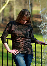 Topy, tričká, tielka - Dámske šité tričko maľované, batikované TECH - 11359735_