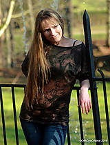 Topy, tričká, tielka - Dámske šité tričko maľované, batikované TECH - 11359738_