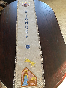 Úžitkový textil - Vianočná štóla s betlehemom a anjelom - 11362931_