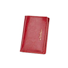Pánske tašky - Kožená peňaženka mini na bankovky a kreditné karty ZMEJSS (červená) - 11363220_