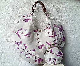 Kabelky - Sada taška a malá peňaženka "Jarné kvety" - 11367484_