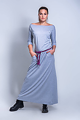 Šaty - Dlhé šaty s pleteným opaskom - 11369987_