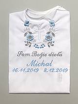 Detské oblečenie - košieľka na krst k14 modro-šedá s bielym krížikom - 11368097_