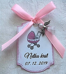 Darčeky pre svadobčanov - Ďakovníčky / etikety s príveskom anjelika bielo-ružové - 11373284_