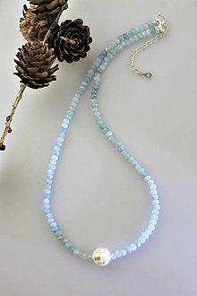 Náhrdelníky - Akvamarín náhrdelník v striebre - luxusný - 11374154_