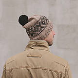 Čiapky, čelenky, klobúky - béžová čiapka s nórskym vzorom ~ pánska - 11372734_