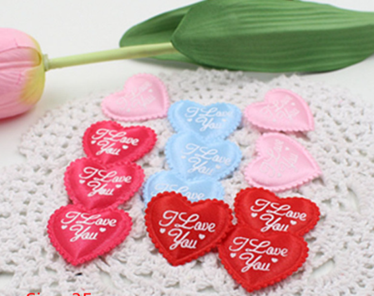 Srdiečko saténové I love you 3,5 cm 