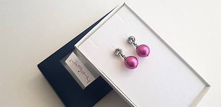 Náušnice - Perličkové náušničky so zirkónom (Ružové perličkové náušničky so zirkónom) - 11373403_