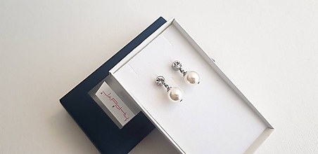 Náušnice - Perličkové náušničky so zirkónom (Biele perličkové náušničky so zirkónom) - 11373433_