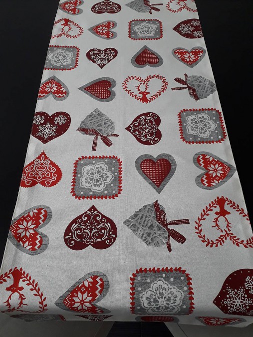 Úžitkový textil - Vianočná štóla - Srdiečka - 11376716_