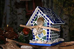 Dekorácie - Vtáčia búdka s mozaikou a sklenenou strechou - 11381193_