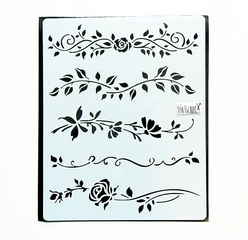 Šablóna Stamperia - 20x25 cm - ornament, bordúra, kvety, ruže