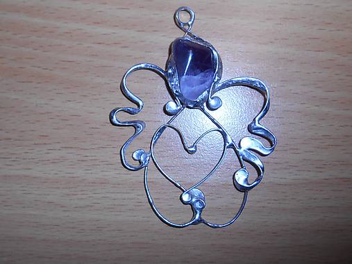 Náhrdelníky - AMETYST anjel Tvoj ochranca - 11388150_