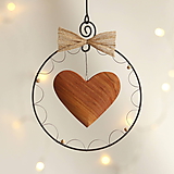 Dekorácie - vianočná dekorácia s dreveným srdiečkom väčšia - 11388782_