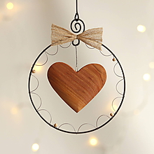 Dekorácie - vianočná dekorácia s dreveným srdiečkom väčšia - 11388782_