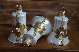 Dekorácie - Bielo-zlaté zvončeky - 11390286_
