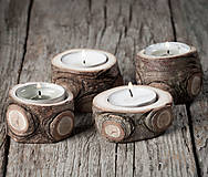 - Okatý drevený svietnik prírodný - veľkosť 1 - najmenší - 11390184_