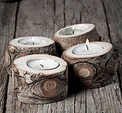  - Okatý drevený svietnik prírodný - veľkosť 3 - 11390231_
