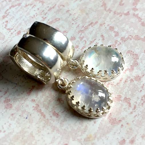 Moonstone Silver Earrings AG925 / Strieborné náušnice s mesačným kameňom /A0064