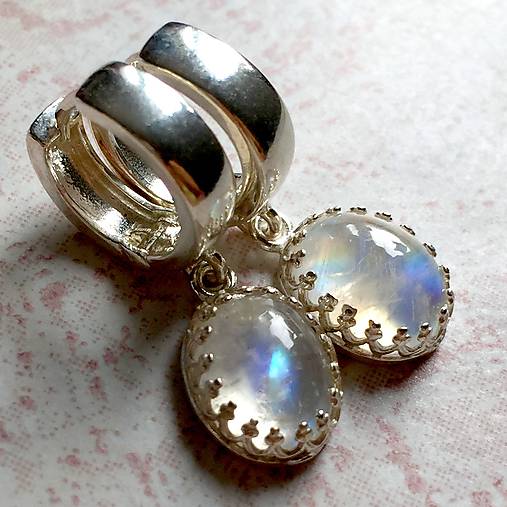 Moonstone Silver Earrings AG925 / Strieborné náušnice s mesačným kameňom /A0064