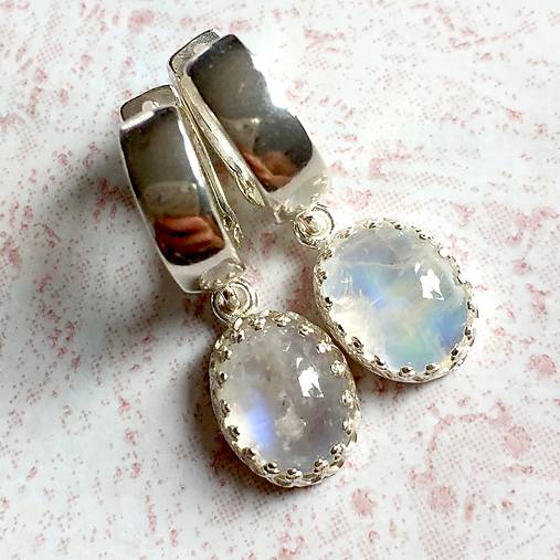 Moonstone Silver Earrings AG925 / Strieborné náušnice s mesačným kameňom /A0064