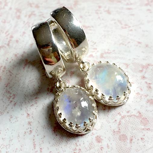 Moonstone Silver Earrings AG925 / Strieborné náušnice s mesačným kameňom /A0064