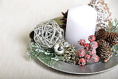 Svietidlá - Vianočný svietnik - Posnežený bielo červený. - 11393989_