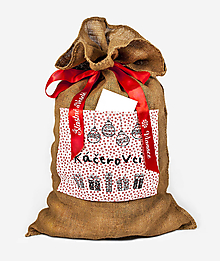 Veľké tašky - Vianočné vrece na darčeky (biela s červenými vločkami) - 11394164_
