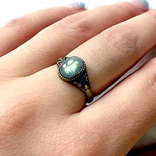 Prstene - Simple Mini Bronze Labradorite Ring / Jemný bronzový prsteň s labradoritom /P0013 - 11397372_