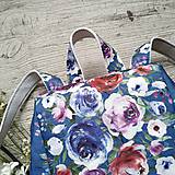 Batohy - Ruksak CANDY backpack - modrá s potlačou maľovaných kvetov - 11396618_