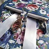 Batohy - Ruksak CANDY backpack - modrá s potlačou maľovaných kvetov - 11396623_