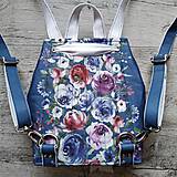 Batohy - Ruksak CANDY backpack - modrá s potlačou maľovaných kvetov - 11396626_