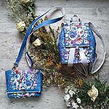 Batohy - Ruksak CANDY backpack - modrá s potlačou maľovaných kvetov - 11396719_
