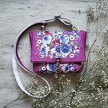Kabelky - Kabelka DINKY bag - ružová s potlačou maľovaných kvetov - 11396492_