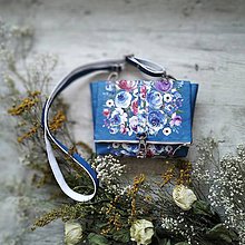 Kabelky - Kabelka DINKY bag - modrá s potlačou maľovaných kvetov - 11396520_