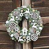 Dekorácie - Vianočný veniec na dvere (živá jedlička | 30 cm) - 11394549_