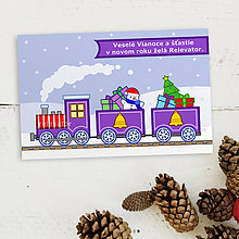 Papiernictvo - Vianočná pohľadnica vláčik (zvončeky) - 11396659_