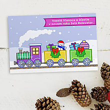 Papiernictvo - Vianočná pohľadnica vláčik (vianočné vence) - 11397228_