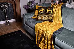 Úžitkový textil - Pletená deka, sobíky, kari-čierna, čierna podšívka - 11398508_