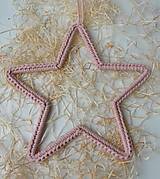 Handmade háčkovaná závesná dekorácia (nielen vianočná) - hviezda (Hviezda (z 3 mm šnúry) - farba podľa výberu)
